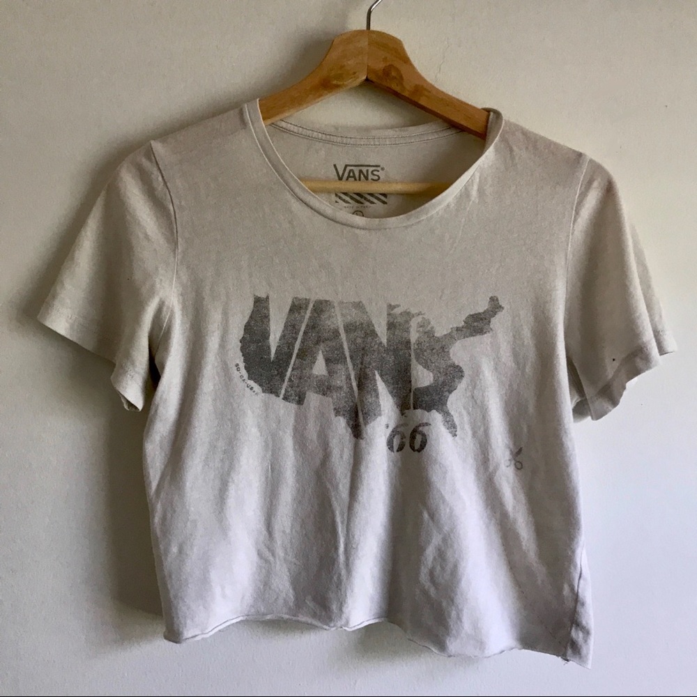 Vans White Crop Top with Gray Logo